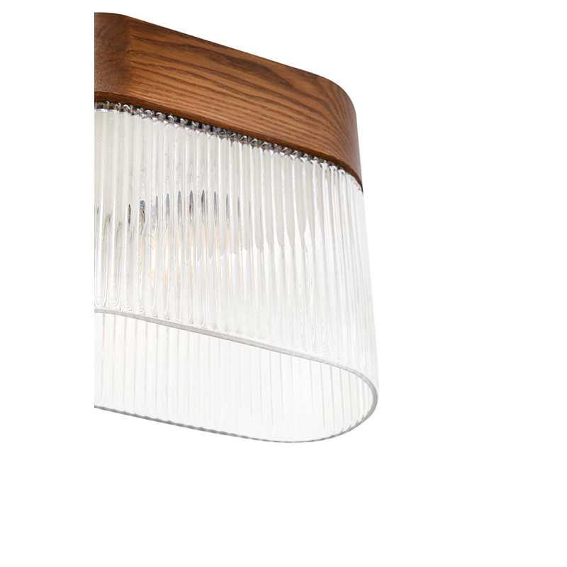 Walnut wall lamp FLUMINA W A with a grooved lampshade and a wooden base UMMO