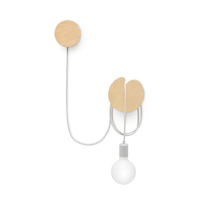 KOLOROWE KABLE Loft Manzana Plywood Wall Light with Light Grey Cotton Cable