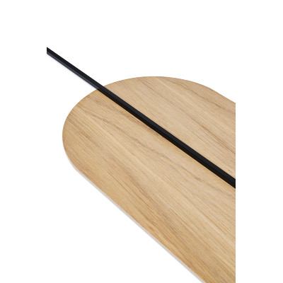 Drewniana lampa ścienna ROKKE WOOD z czarnym ozdobnym elementem UMMO