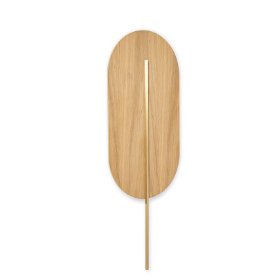 Drewniana lampa ścienna ROKKE WOOD z mosiężnym ozdobnym elementem UMMO