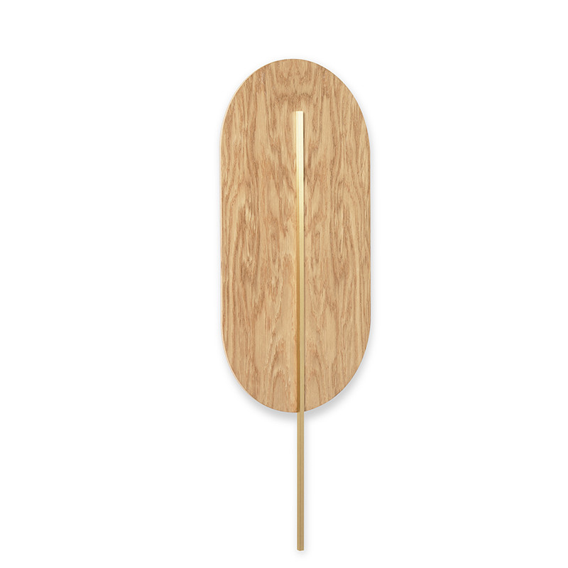 ROKKE WOOD wooden wall lamp with a brass decorative element UMMO