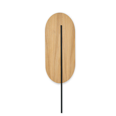Drewniana lampa ścienna ROKKE WOOD z czarnym ozdobnym elementem UMMO