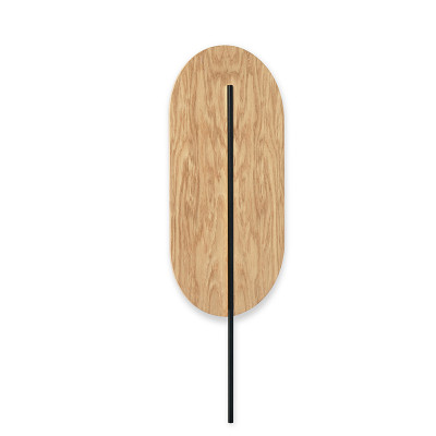Drewniana lampa ścienna ROKKE WOOD z czarnym ozdobnym elementem UMMO