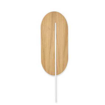 Drewniana lampa ścienna ROKKE WOOD z białym ozdobnym elementem UMMO