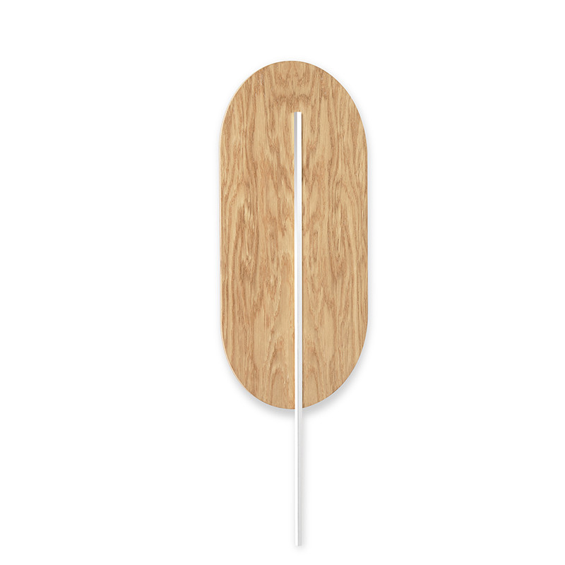 ROKKE WOOD wooden wall lamp with a white decorative element UMMO