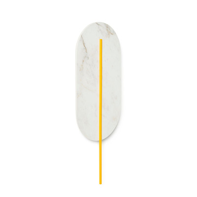 White stone wall lamp ROKKE STONE with an orange decorative element UMMO