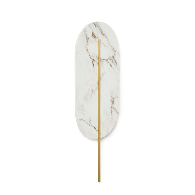 White stone wall lamp ROKKE STONE with a brass decorative element UMMO