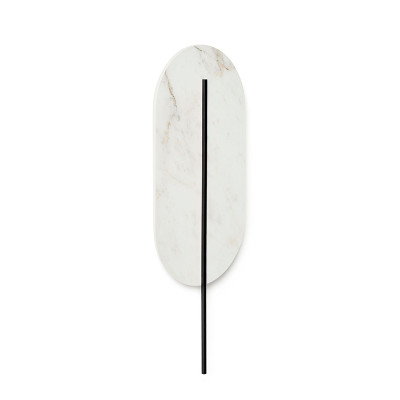 White stone wall lamp ROKKE STONE with a black decorative element UMMO