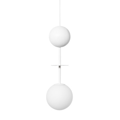 Hanging lamp OIO A white with a decorative wooden ball UMMO