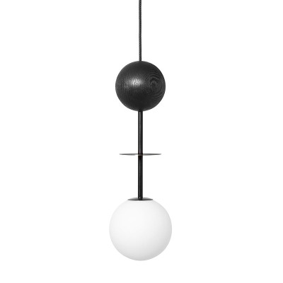 Hanging lamp OIO A black with a decorative wooden ball UMMO