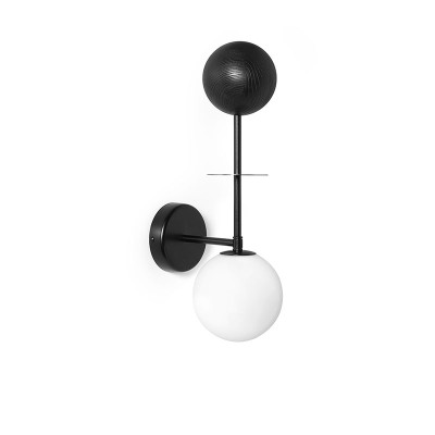 Wall lamp OIO B black with a decorative wooden ball UMMO
