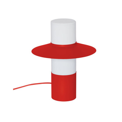 Czerwonopomarańczowa lampa stołowa CAPONIO ST z mlecznym kloszem UMMO
