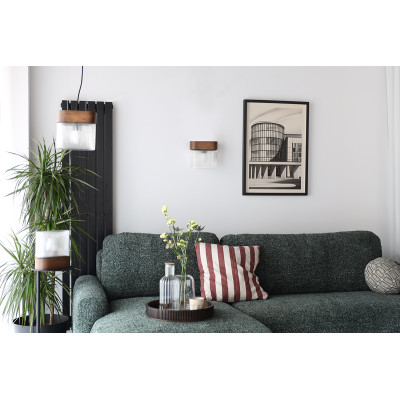 Walnut FLUMINA ST table lamp with fluted shade and wooden base UMMO