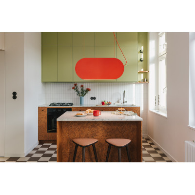 Black MALUMI A hanging lamp with a built-in 3000K LED panel UMMO