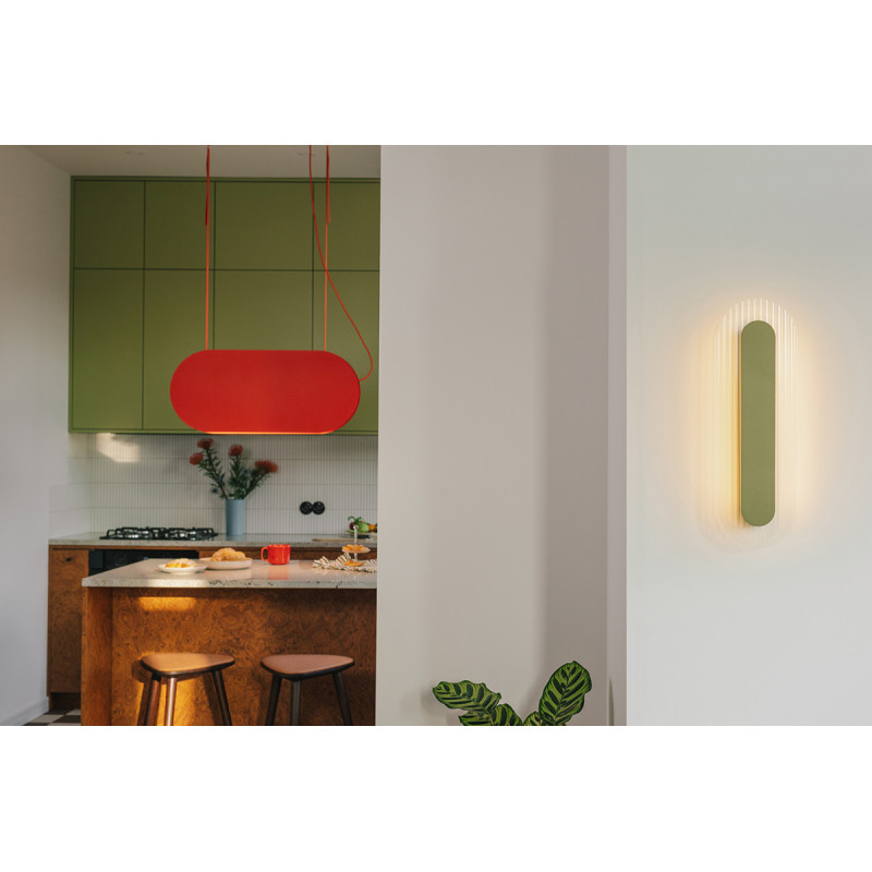 Olive RIFLO W B wall lamp with a grooved shade 3000K UMMO