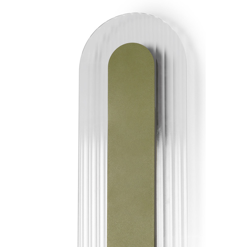 Oliwkowa lampa ścienna RIFLO W B z ryflowanym kloszem 3000K UMMO