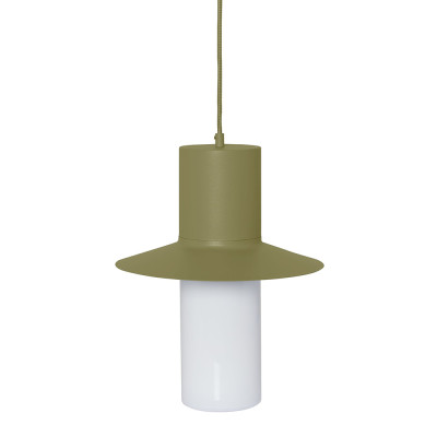 Oliwkowa lampa wisząca CAPONIO A z mlecznym kloszem UMMO