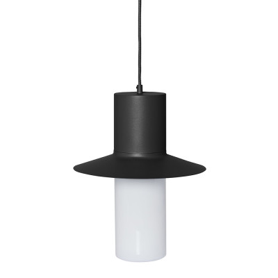 Czarna lampa wisząca CAPONIO A z mlecznym kloszem UMMO