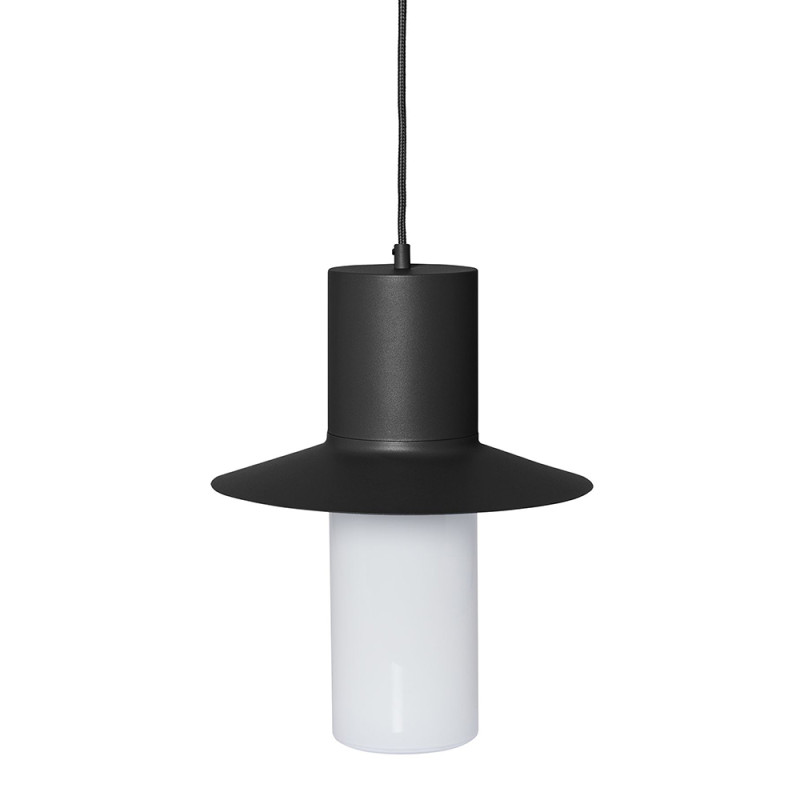 Black CAPONIO A hanging lamp with an opal lampshade UMMO
