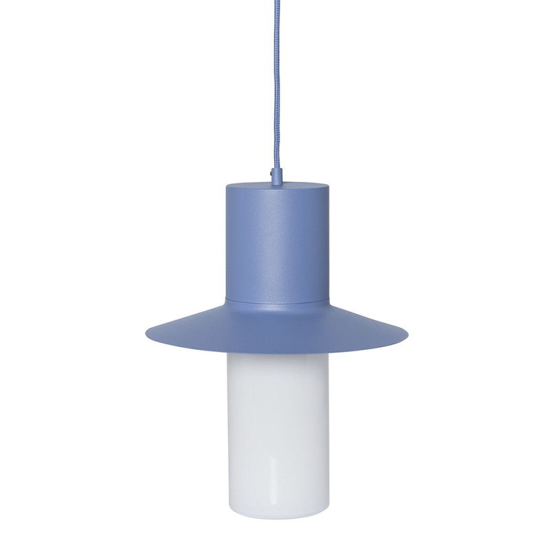 Niebieska lampa wisząca CAPONIO A z mlecznym kloszem UMMO