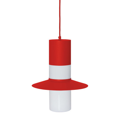 Red-orange CAPONIO A hanging lamp with an opal lampshade UMMO