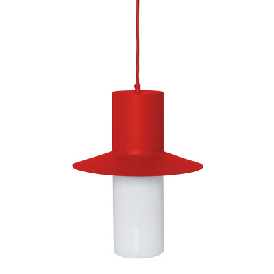 Czerwonopomarańczowa lampa wisząca CAPONIO A z mlecznym kloszem UMMO