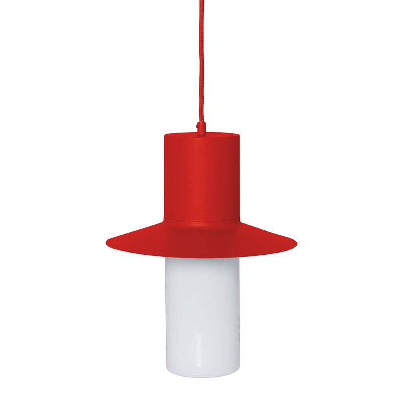 Red-orange CAPONIO A hanging lamp with an opal lampshade UMMO