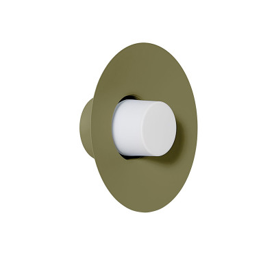 Olive green CAPONIO W A wall lamp with a milky lampshade UMMO