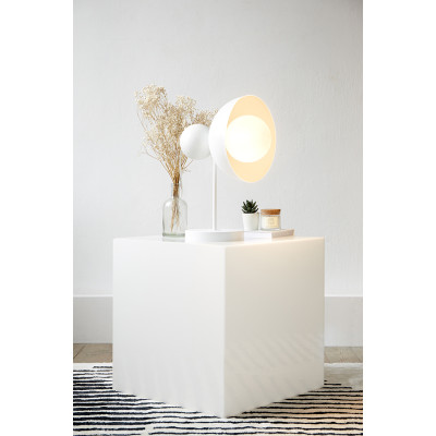 Lampa stołowa KELLO ST biała z ozdobną drewnianą kulą UMMO