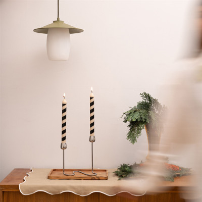 Olive JINGU A pendant lamp with a milky grooved lampshade UMMO