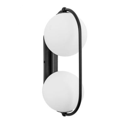 KOBAN E wall light with black oval frame and white glass globes – UMMO