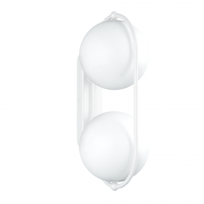KOBAN E two-light wall light with white oval frame and white glass globes – UMMO