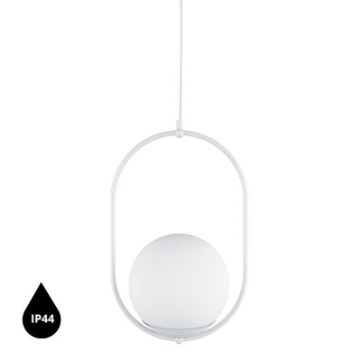 Ceiling lamp KOBAN B white oval frame and white glass lampshade IP44 UMMO