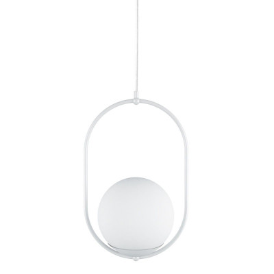 KOBAN B pendant light with white oval frame and white glass shade – UMMO