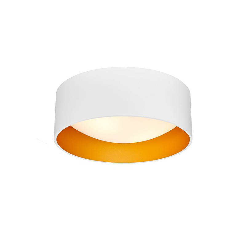 Lampa sufitowa plafon VERO S abażur biały na zewnątrz złoty wewnątrz i biały klosz KASPA