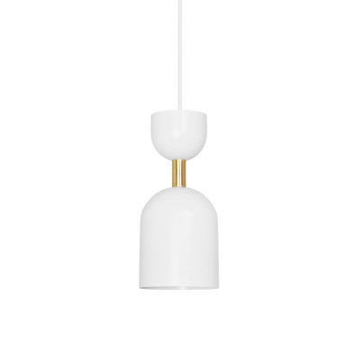 Lampa sufitowa SUPURU biała lampa wisząca z mosiężną rurką UMMO