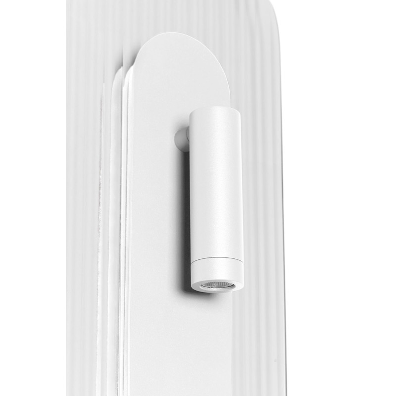 White RIFLO W C wall lamp with adjustable spot and fluted shade 3000K UMMO