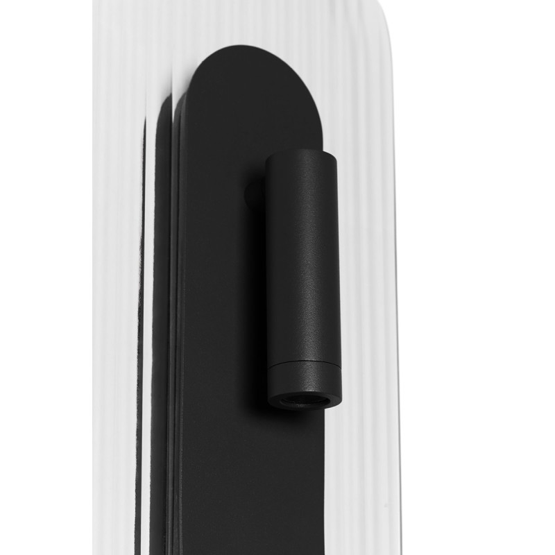 RIFLO W C black wall lamp with adjustable spot and fluted shade 3000K UMMO