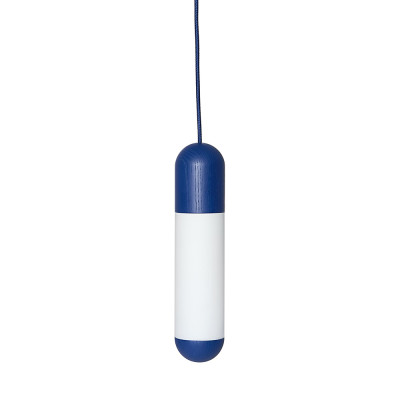 FUNSUI A navy blue ceiling pendant lamp with milky shade and wooden detail 3000K UMMO