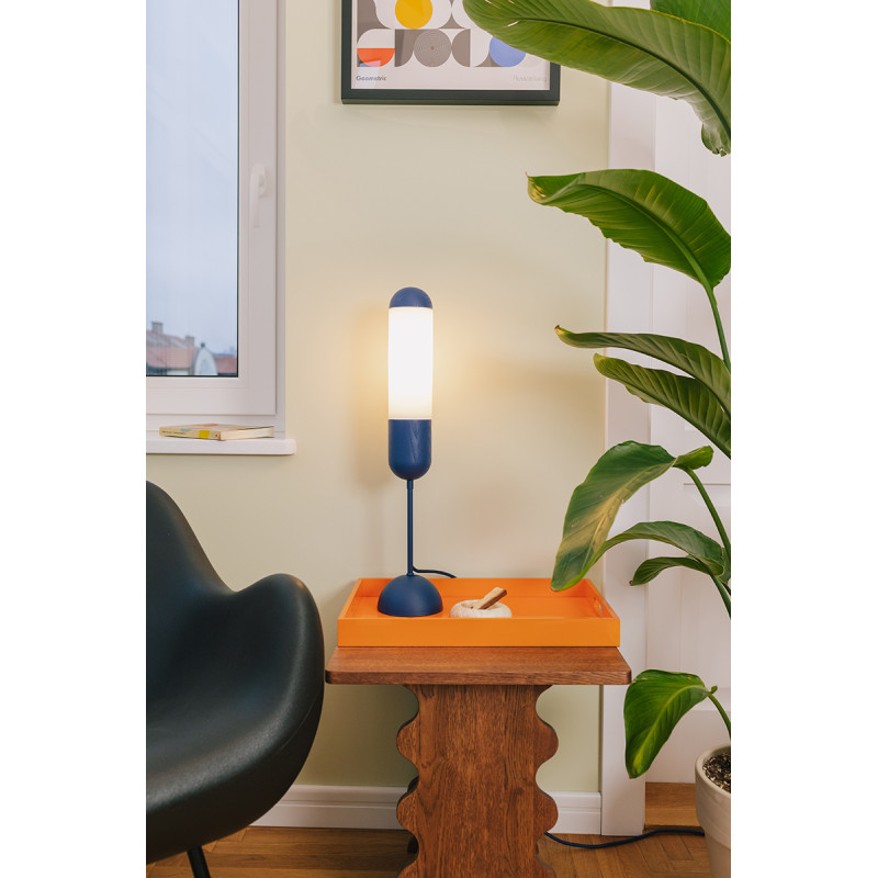 FUNSUI ST white table lamp with milky shade and wooden detail 3000K UMMO
