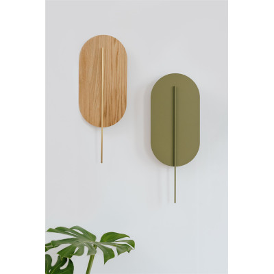 ROKKE WOOD wooden wall lamp with a white decorative element UMMO