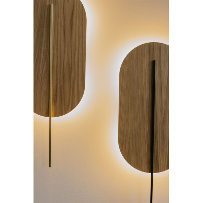 ROKKE WOOD wooden wall lamp with a white decorative element UMMO