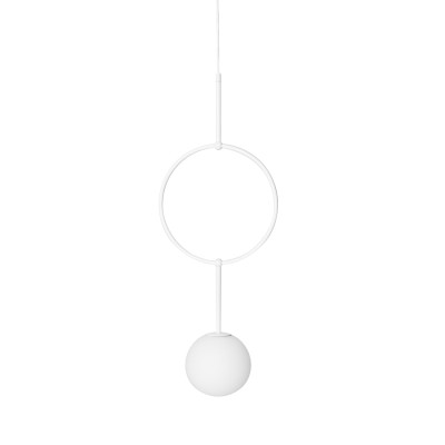 Lampa wisząca ISUULLA A biała okrągła rama z białym szklanym kloszem UMMO