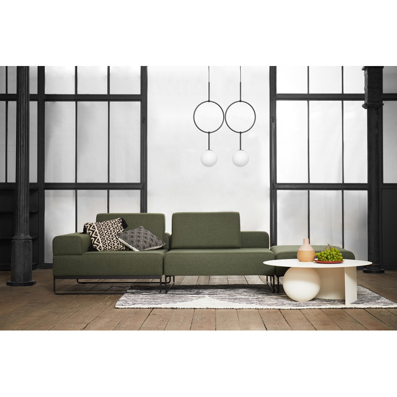 Double hanging lamp ISUULLA B black round frames with white glass lampshades UMMO