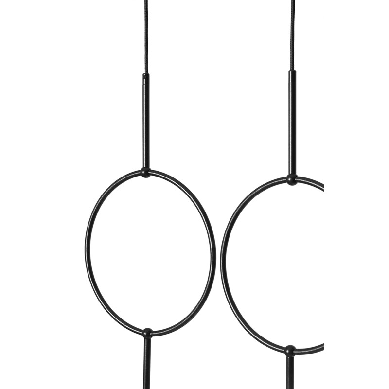 Double hanging lamp ISUULLA B black round frames with white glass lampshades UMMO