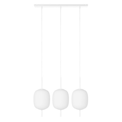Triple ceiling hanging lamp EPLI MINI 3L with a white strip and small white UMMO lampshades