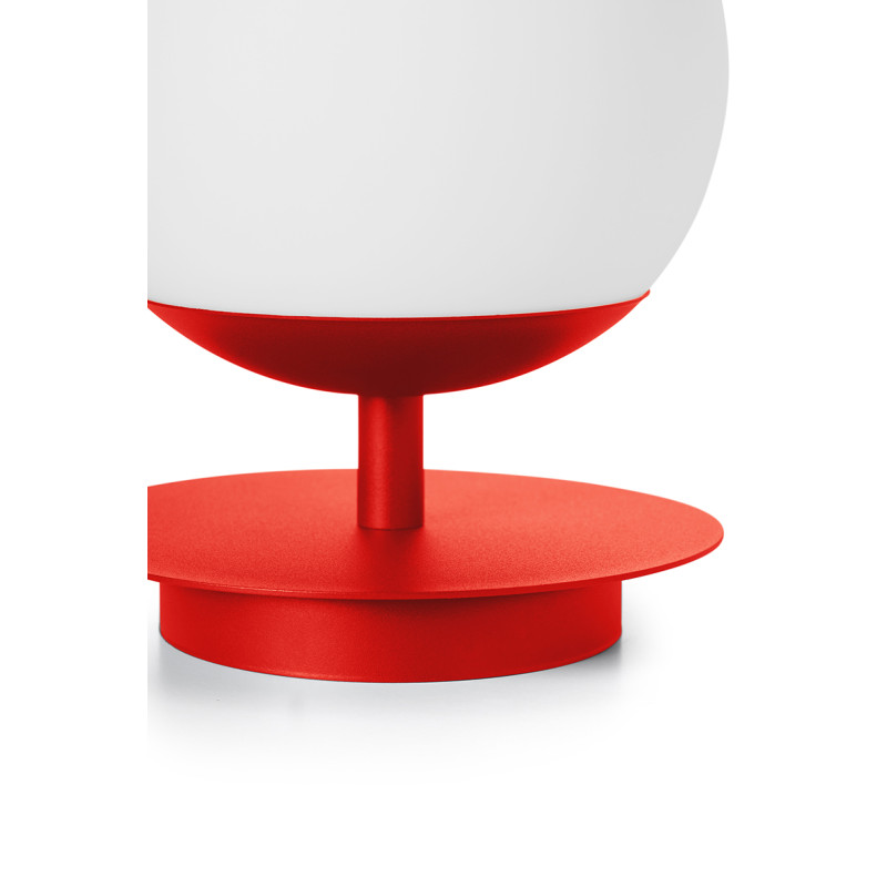 Red-orange table lamp PLAAT ST white standing lamp with disk and glass shade UMMO