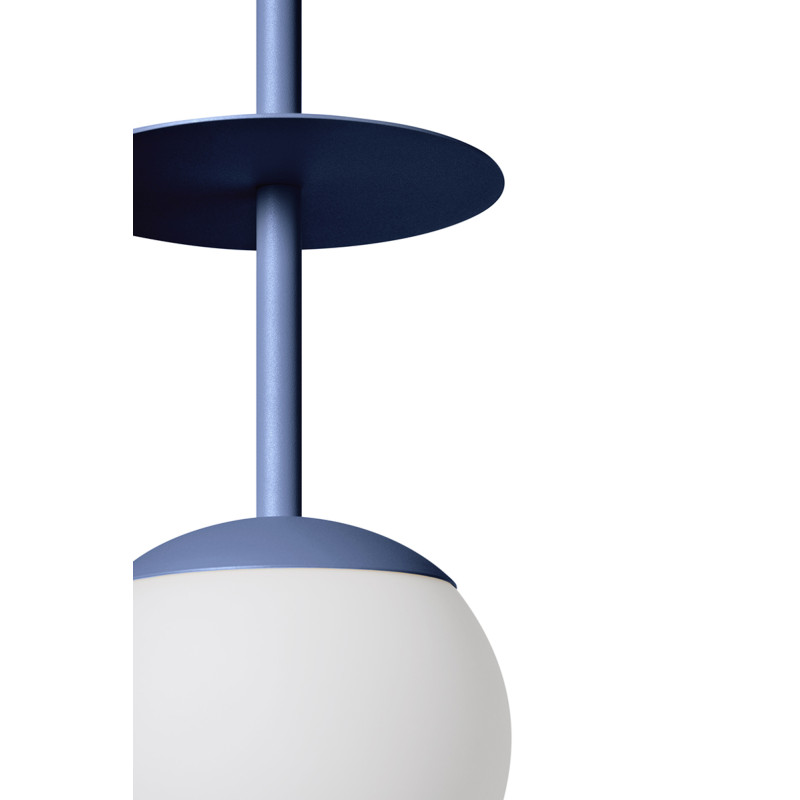 PLAAT A blue ceiling pendant lamp with disc and glass shade UMMO 24h