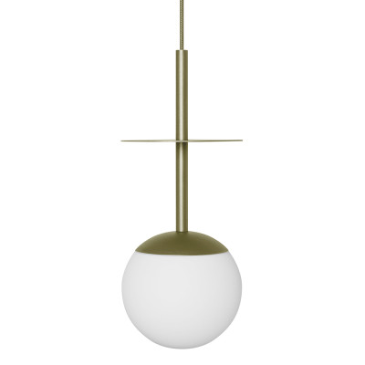 Sufitowa lampa wisząca PLAAT A oliwkowa lampa z dyskiem i szklanym kloszem UMMO 24h