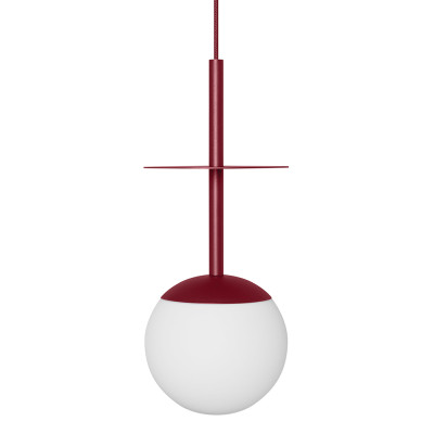 PLAAT A burgundy ceiling pendant lamp with disc and glass shade UMMO 24h